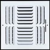 airgrilles 10"w x 10"h 3 way fixed curved blade air supply diffuser  -  register vent cover grill for sidewall and ceiling  -  white  -  outer dimensions: 11.75"w x 11.75"h hnd-cb-wh-3way-10x10  - 1